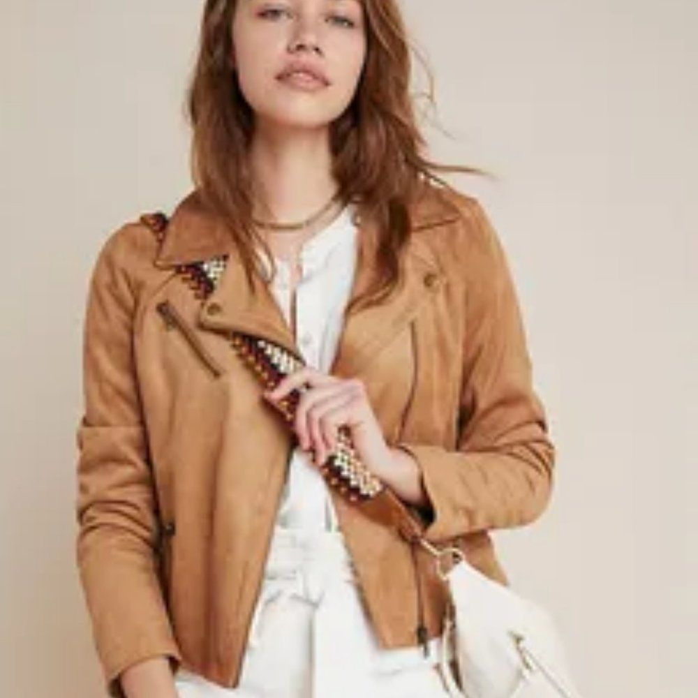 Anthropologie Lucie Sueded Tie-Dye Moto Jacket
